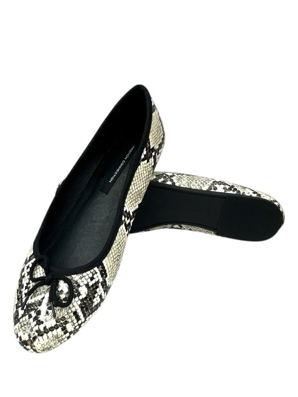 French Connection Diana Ballet Flat Women 10 Snake Print Vegan Leather Bow